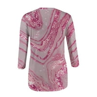 Cara Lady Womens O vrata Ležerne prilike Ležerne prilike Lable Tunic Marnicas Print MajicaBlouse Pink