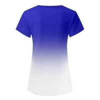 Ženska modna štampa ležerna gradijent v izrez kratki rukav s malo majica s majicama plava