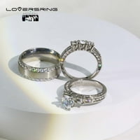Njegovi i njeni vjenčani prstenovi parovi prstenovi 10kt bijeli pozlaćeni bijeli CZ Titanium bend