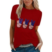 Ženski ljetni vrhovi Dan neovisnosti Štampana američka zastava za slobodnokurnu majicu s kratkim rukavima