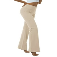 MA i žene za žene visoke čekinske hlače sa džepovima sa džepovima Tummy Control Flare Stretch Hlače