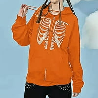 Lroplie Hoodies za žene Zip up dukserice s kapuljačom s kapuljačom s kapuljačom od rinestone skeletona