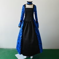 Clearsance Ljetne haljine za žene rugačke boemske cvjetne duge a-line stranke s dugim rukavima plave