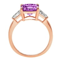 CT briljantan aspekser Clear Simulirani dijamant 18K ružičasto zlato Tromjenski prsten s 0