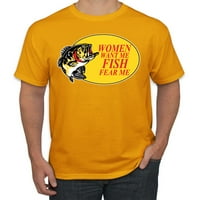 Žene žele da se riba boji me ribam, ribam muške grafičke majice, zlato, 4xl