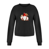 Grafičke tenske ženske božićne grafičke dukseve casual okrugli vrat pulover Lagane majice lagani vrhovi