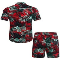 Binpure muške havajske odijela, modna tiskana majica s kratkom rukavom + set kratkih hlača na plaži