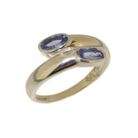 Britanci napravio je 10k bijeli zlatni prirodni tanzanitski ženski prsten - veličine opcije - veličine
