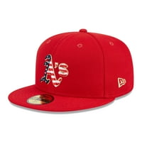 Muška nova era crvena Oakland atletika četvrti jula 59FFIFTY ugrađeni šešir