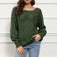 Ženski džemper za casual gumb Dekor Lagani top za klub Travel Wear Army Green