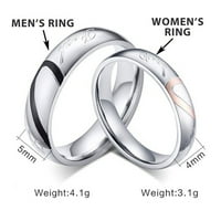 Njegov ili njen pravi ljubavni prsten, prsten od nehrđajućeg čelika Pravi ljubavni heart valentine parovi