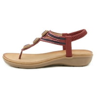 Sehao sandale za žene sandale za žene boemske kristalne cipele elastične kaiševine Roman Crveni sandale