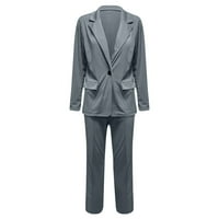 Ženske dvije odjeće Revels Business Suit over Formall Jakn Slim Labavi pantalona siva veličina 4xl