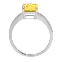 2.0ct Asscher Cut Yellow Simulirani dijamant 14k bijelo zlato Graviranje Izjava Godišnjica Angažovanja