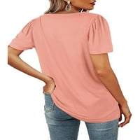 Hirigin ženski kvadratni vrat duhoviti majica kratkih rukava, čvrste trake u boji Ispiši osnovne labave