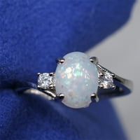 Ženske djevojke osjetljive s-iver prsten ovalni vatrom opal dijamantski nakit rođendan poklon bridalni