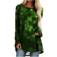Duksevi za žene Green Shamrock Print Tops St Patricks Dnevna bluza Labavi dugih rukava TUNIKA Flowy