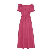 Ženske ljetne haljine haljine za djevojčice mjehuriće pepum haljina vruća ružičasta xl