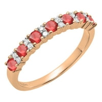DazzlingRock kolekcija okrugla Ruby & White Diamond Bridal Annivers Wedding za žene u 14K ružino zlato,