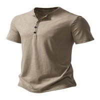 Haite Muns T majice Solid Boja Ljetni vrhovi Henley Neck Majica Holiday Pulover Sport Bluza s kratkim