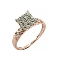 Halo nakit 14k Rose Gold 0. CARAT Okrugli rez prirodni dijamantski dame trg klaster zaručni prsten za