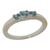 Britanci izrađeni sterling srebrni prirodni plavi topaz ženski Obećani prsten - Opcije veličine - veličine