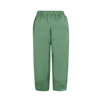 Oalirro casual pantalone za žene obrezane pantalone Capri gamaše za žene pamučno posteljina zelena