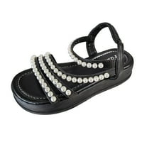 DMQupv casual sandale za žene kliznu na biseru ukrasne elastične remen debele sandale kožne sandale