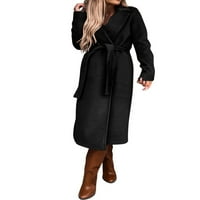 Sunčišni vuneni kaputi za ženske lakerene rever s dugim rukavima, kaput za obloge za zimske kapute