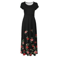 Ljetne haljine za žene cvjetni ispis patchwork struk za mršavljenje duge haljine elastične strukne haljine