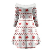 SunMmer haljina za žene - dugih rukava toplo slatka haljina V izrez Fit Flare Božićni print Tunic Jedna