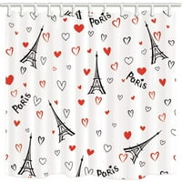Romantična Parisfor Doodle Hearts Differing Oblik sa Eiffelovim kulom za Valentinovo, poliesterska tkanina