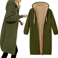 Buigttklop zimski kaputi, ženski patentni patentni sa kapuljač s kapuljačom dugim kaputama jakna dugačak