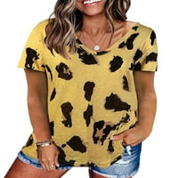Žene ljetni leopard V izrez T majica Dame kratki rukav Ležerne prilike Tuntic Thee