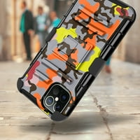 Hybrid Kickstand Holster Telefon kompatibilan sa iPhone iPhone Pro - narančasti stilski Camo