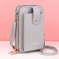 Ženski novčanik ramena PU kožne torbe trake za mobilni telefon novčanik torbica džepova-ružičasta