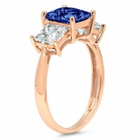 2.62ct Princess rez plavi simulirani tanzanite 14k Gold Gold Gold Angažovanje kamena prstena veličine