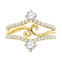 Aonejewelry 0. CT. Dijamantni egzotični angažman vjenčani prsten u čvrstom žutom zlatu od 10k