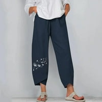 Ženske kratke hlače za ljeto, posteljine za žene Ljetni casual džepovi pamučne pantalone široke noge