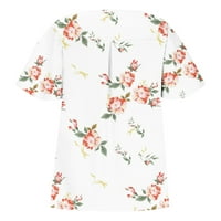 USMIXI ženske košulje V-izrez kratki rukav cvjetni print ljeto slatki vrhovi ruffle rukave lagane modne