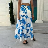 Suknje za žene za žene cvjetni modni stil lično slatko tiskane suknje casual slobodne midi suknje plavi