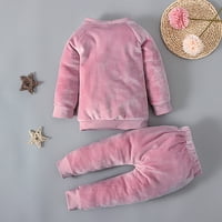 Odeerbi Dukser Duks djeca jesen zima solidna boja duge rukave pantalone s dvije djece odjeća ružičasta