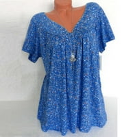 Aurouralna ženska odjeća za čišćenje odjeće Women plus veličina kratkih rukava V-izrez za ispis bluza