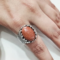 Prirodni mens prsten, vatreni prsten, prsten, srebrni nakit, srebrni prsten, poklon, teški muški prsten,
