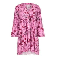Ljetna haljina za žene plus veličine boemijski cvjetni print dugih rukava s dugim rukavima V izrez Mini