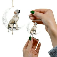 Heiheiup ukras za pse privjesak kreativni božićni sjedeći mjesec na ukrasnom vijencu