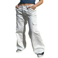Karuedoo ženske teretne hlače Y2K Ležerne prilike ravne široke noge Niske strukste baggy jogger workout