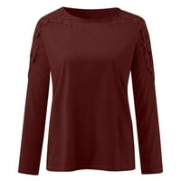 Plus veličine za žene jeseni modni solid šuplji cvjetni majica s dugim rukavima Crke Dressy Bluze