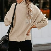Ženski džemperi sa čvrstim bojama plus veličine kabela za kabel lagane vrhove dugih rukava turtleneck
