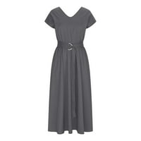 Ljetne haljine za žensko čišćenje kratkih rukava V-izrez Mini haljine za žene dnevna mini haljina, siva,